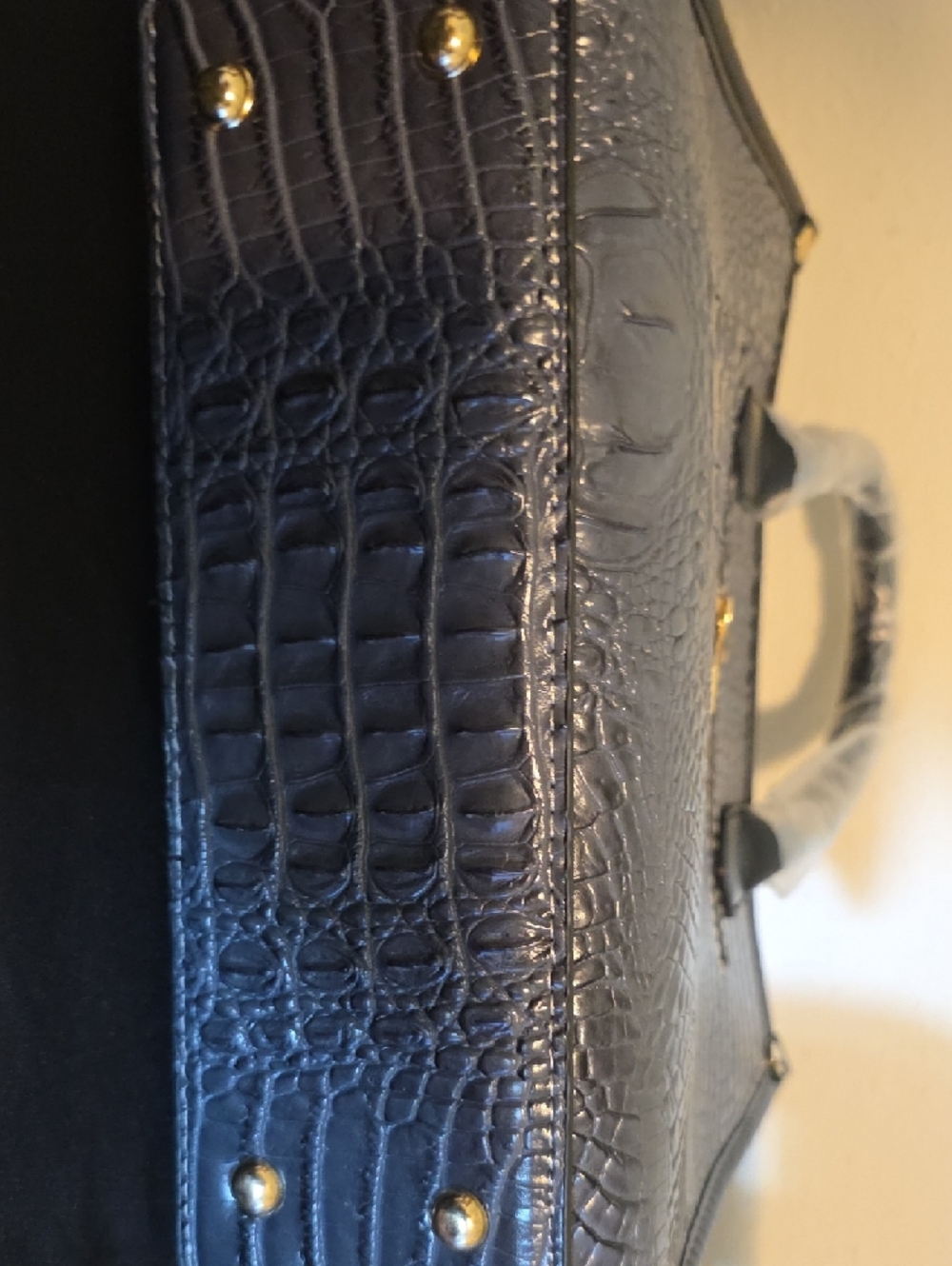 Women's Dark Grey Croc-Embossed Handbag and Wallet Set - Picture 7 of 10